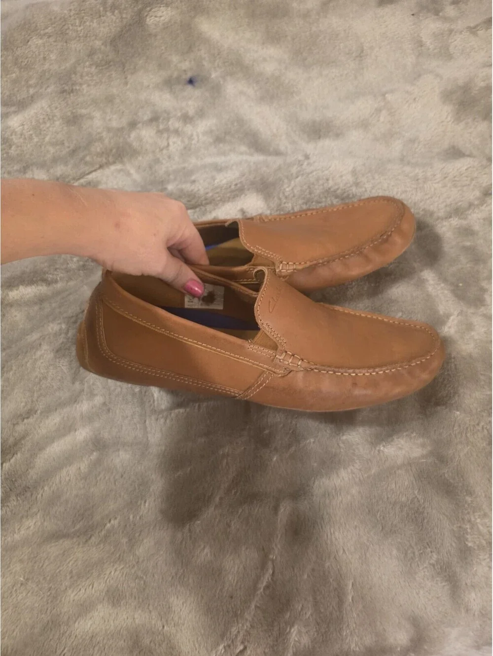 clarks markman plain expreme comfort mens 8.5 brown leather casual loafer shoe